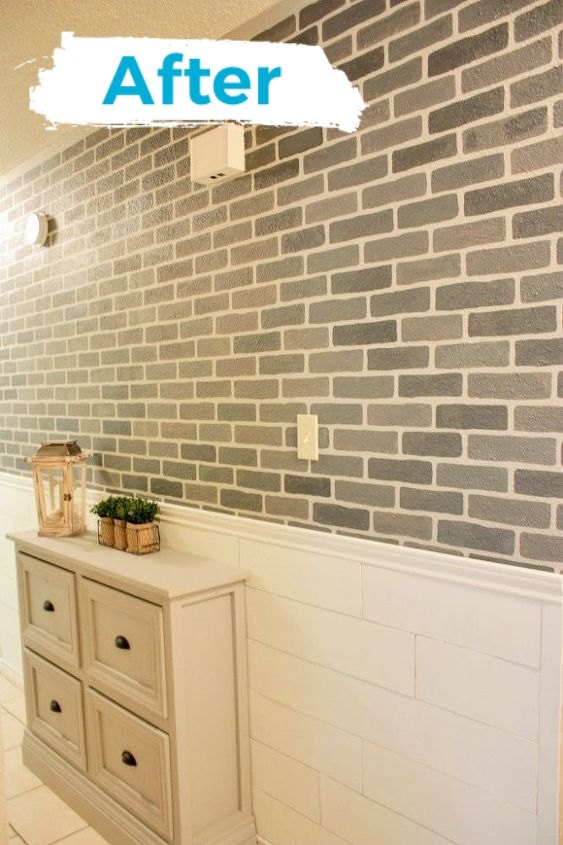 Diy Brick Stenciled Hallway Accent Wall Hometalk
