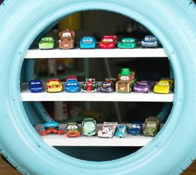 s 25 incredibly unique shelving ideas, Easy Toy Shelves Using a Tire
