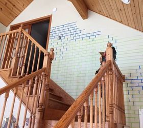 making a faux brick wall with sheetrock plaster, Not easy on the stairs