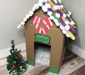 diy cardboard gingerbread cat house