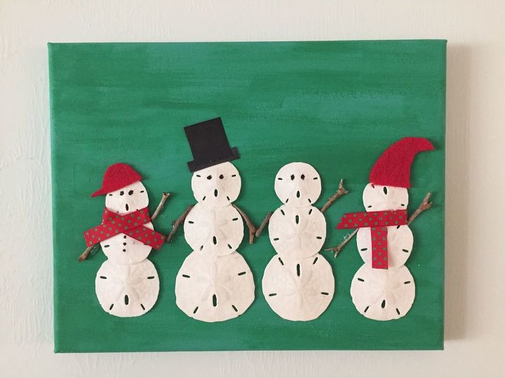 sand dollar snowman and christmas trees