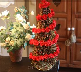 Christmas Bottle-Brush Tree With Rose Spiral