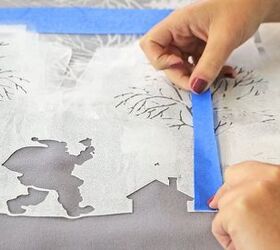 diy tablecloth craft using christmas stencils