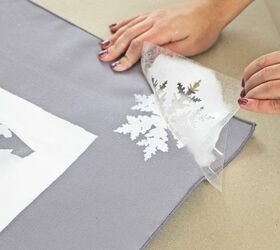 diy tablecloth craft using christmas stencils