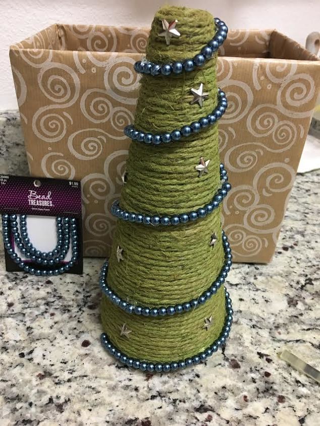 one failed craft project now a beautiful rope christmas tree, Here is my re make almost done
