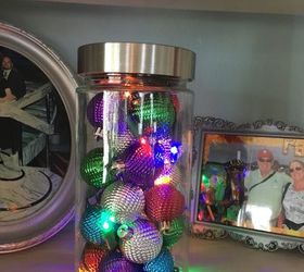 jar balls and lights add a festive holiday feel, Glass Jar balls and mini lights