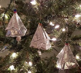 upcycled pie tins origami gift box christmas tree ornament
