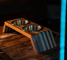 how to build a pet dish holder out of scrap wood