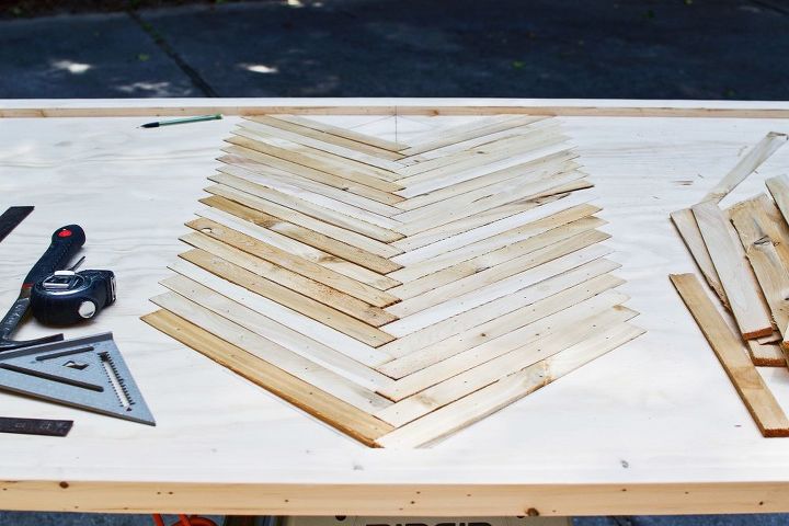 how to build a diy herringbone headboard with wood shims