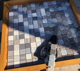 drink tray repurposed, Metallic tiles