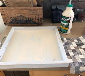 drink tray repurposed, Thin layer of glue