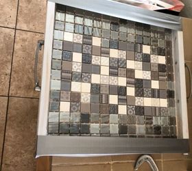 drink tray repurposed, Tiles drying