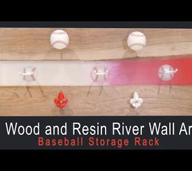 Arte de pared de madera y resina - Estante de almacenamiento de béisbol