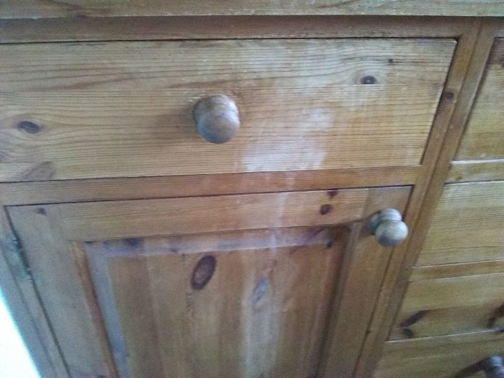 q how to restore my pine kitchen cupboards