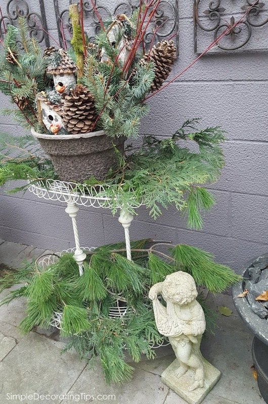 diy outdoor planter winter arrangement