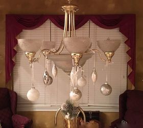 decorate your chandelier with christmas ornaments
