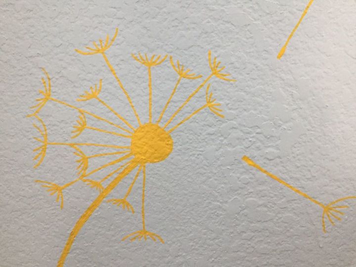 dientes de len pintados a mano en una pared con textura