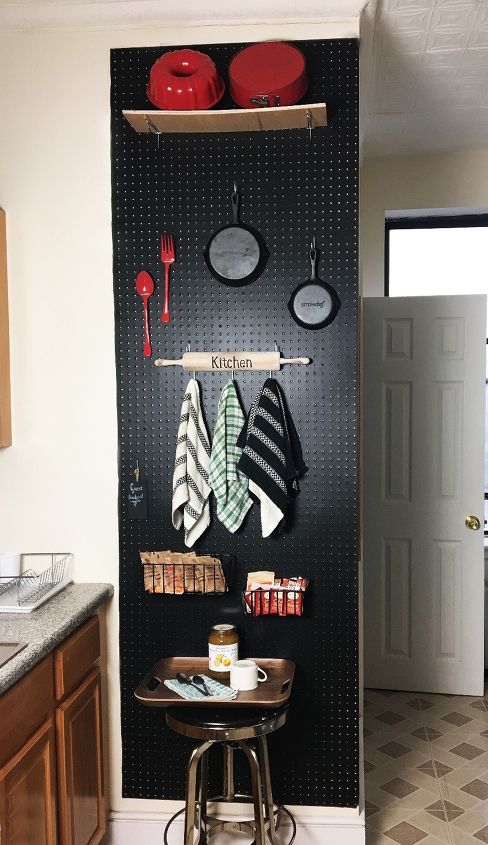 s 19 ways to organize your kitchen this new years, Peg Board Kitchen Storage Wall