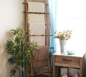 8 easy steps to transform your living room decor, Bamboo Blanket Ladder Gina Kleinworth