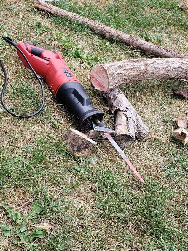 how to use logs as edging for plants make a wall trellis, Trimming tree branches