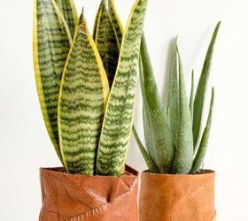 diy leather plant pot sleeves