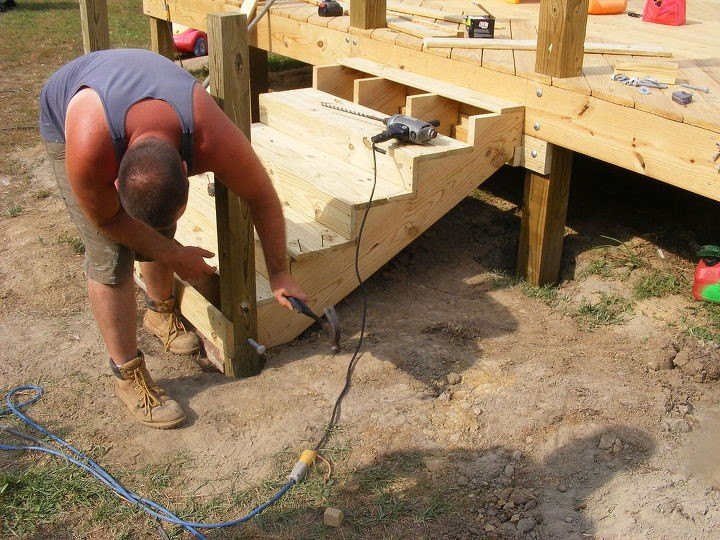 how to build a deck with your own two hands, How to Build Deck Stairs Wood s Home Maintenance Service