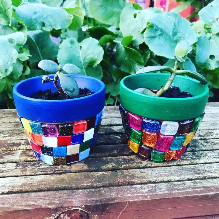 vasos de mosaico em miniatura para suas plantas favoritas, Vasos de mosaico em miniatura