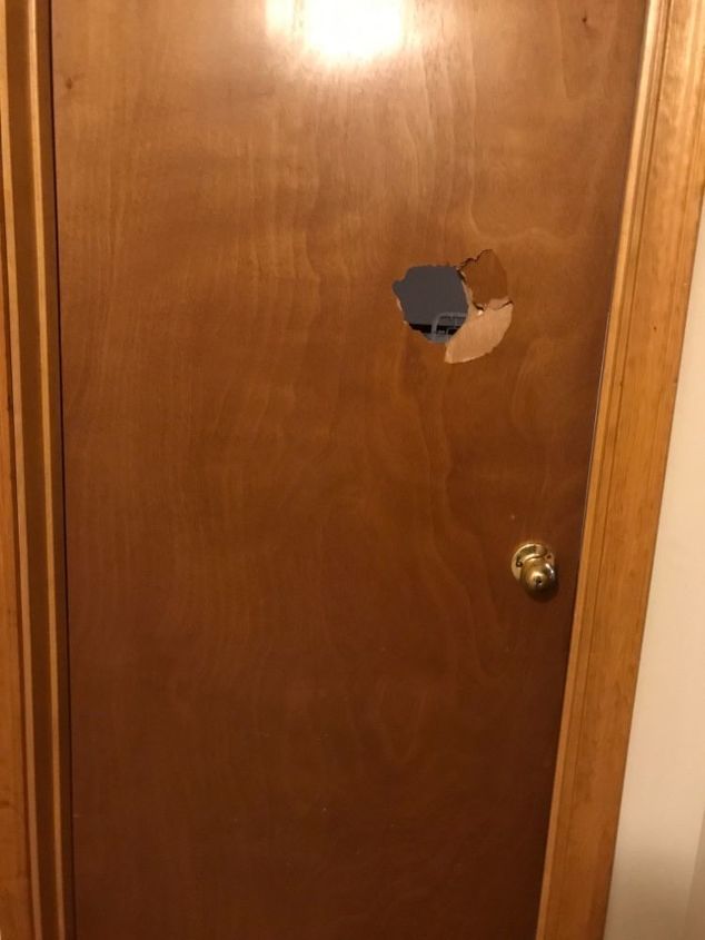 how do i cover a hole in my hollow core door without replacing it