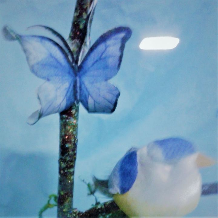 transparent bell mini fairy terrarium branch bird butterfly moss