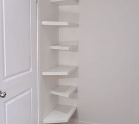 how to create more storage using diy floating shelves, White Floating Corner Shelves Zac Builds