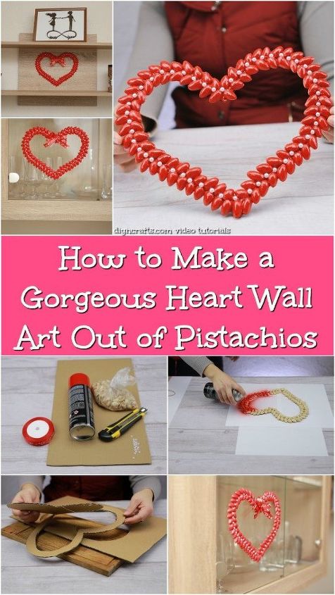 how to make a heart shaped wall art out of pistachio shells