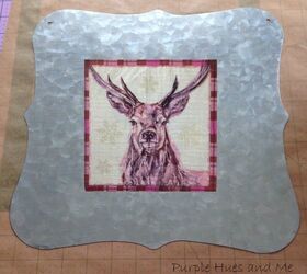checkered plaid decoupage deer plaque diy