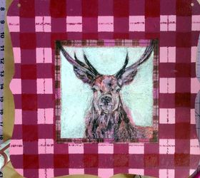 checkered plaid decoupage deer plaque diy