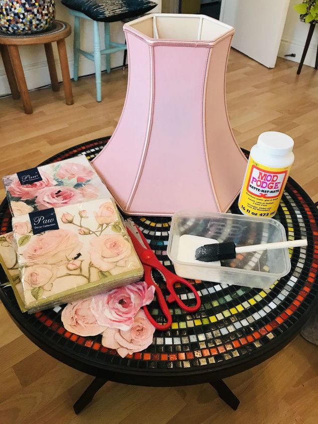 How To Make A Pretty Diy Upcycled Pink Rose Decoupage Lampshade