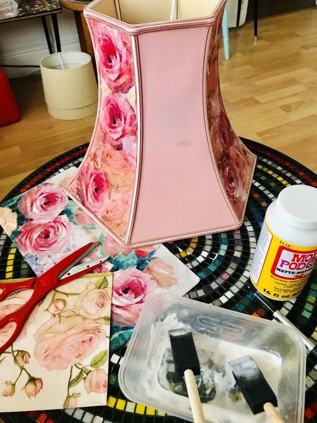 How To Make A Pretty Diy Upcycled Pink Rose Decoupage Lampshade