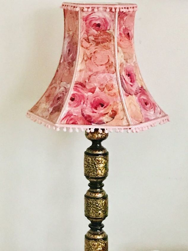 pretty pink roses decoupage lampshade up cycle, Decoupage Pink Roses Lampshade