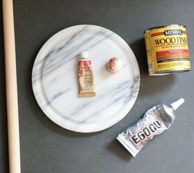 make a marble paper towel holder from a cheese dish