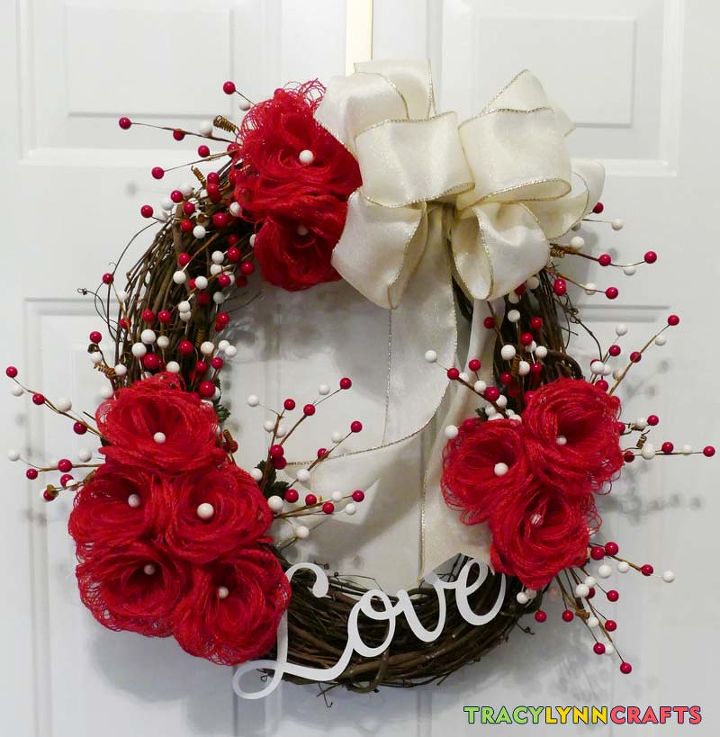 loopy burlap flower valentine s wreath, Decorate with this Burlap Flower Wreath