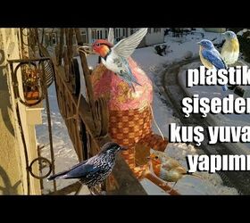 Nido de pájaros hecho con una botella de plástico