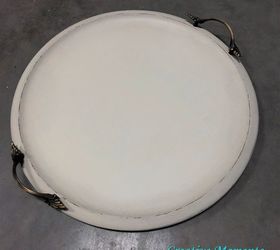 vintage round wood tray makeover
