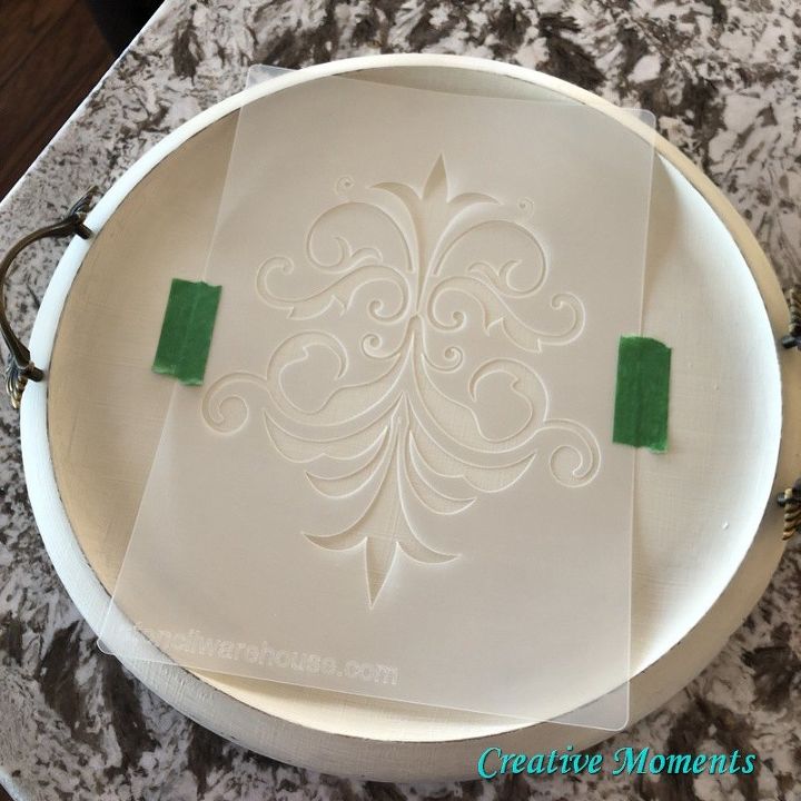 vintage round wood tray makeover
