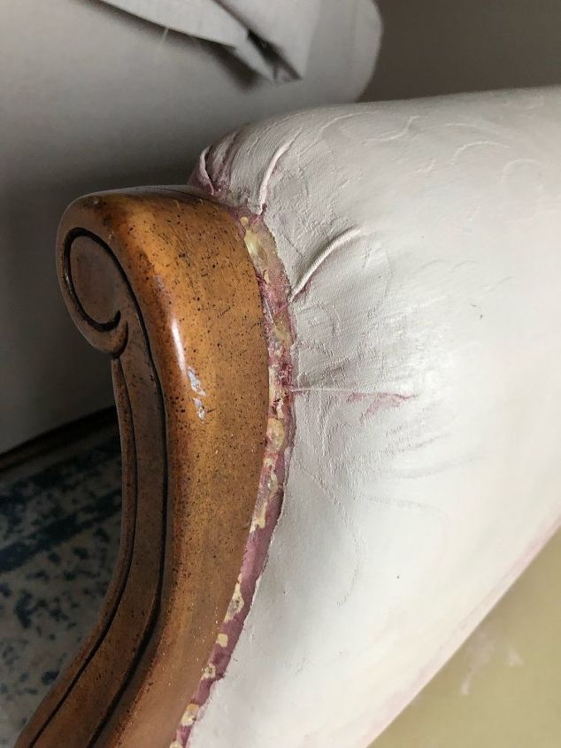 first upholstery project using hot glue gun