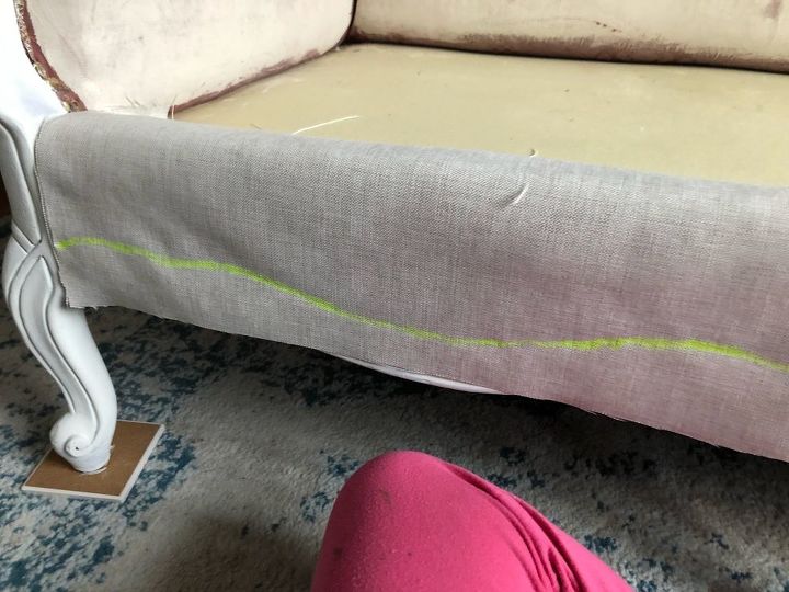 first upholstery project using hot glue gun