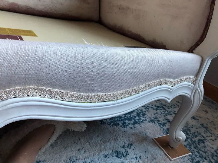 first upholstery project using hot glue gun