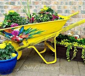 15 quirky fun diy garden ideas, Upcycle Garden Wheelbarrow for the Garden Quirky Cool Living