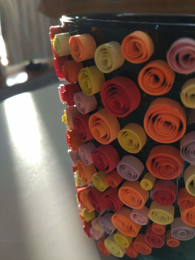 colorful quilling covered vase