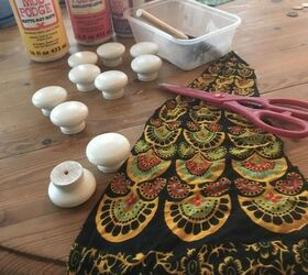 boho decoupage fabric drawer knobs, Drawer Knobs and Fabric