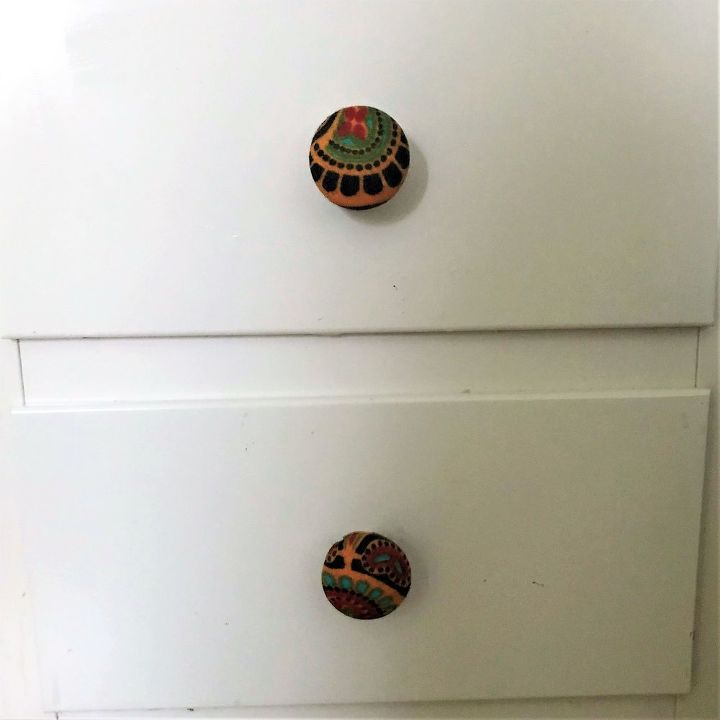 boho decoupage fabric drawer knobs, Decoupage drawer knobs