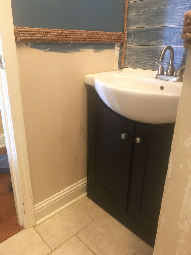 my first solo project guest bathroom blah to beachy revised