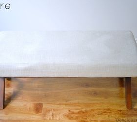 bench makeover using a throw blanket